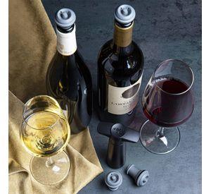 Set 2 Tapones de Vac o para Vino Gris