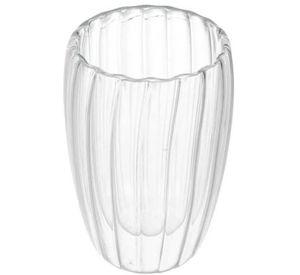Vaso de vidrio transparente doble pared con relieve – 450 ml
