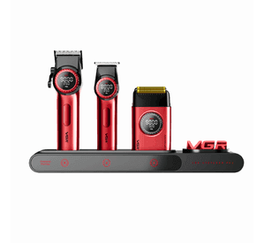 Barber Combo VGR Cortapelo Patillera Y Afeitadora Stepless 3 ROJO