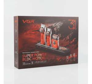 Barber Combo VGR Cortapelo Patillera Y Afeitadora Stepless 3 ROJO