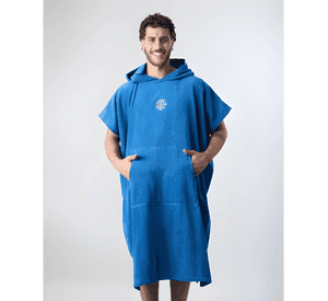 Toalla poncho adulto playa - polemic liso Azul