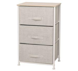 Cajonera Velador Organizador 3 Cajones Metal Madera Tela