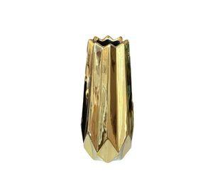 JARRON DE CERAMICA NORDICO DECORATIVO TALLA M, COLOR DORADO MEDIDA 20* 7