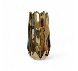 JARRON DE CERAMICA NORDICO DECORATIVO TALLA M, COLOR DORADO MEDIDA 20* 7