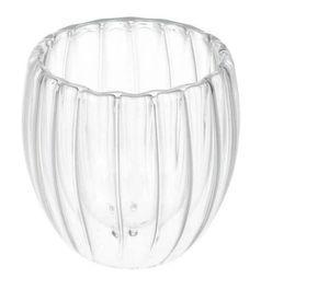 Vaso  transparente de vidrio doble pared con relieve – 250 ml
