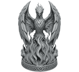 Figura Decorativa Prints Patro- Ave Fénix en Llamas Gris