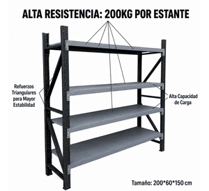 Estante Rack 150x60x200cm 800kg