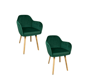 Pack 2 Sitiales Poltrona de Terciopelo con Patas de Madera para Living Comedor Dormitorio Diamond
