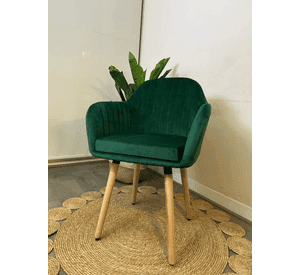 Pack 2 Sitiales Poltrona de Terciopelo con Patas de Madera para Living Comedor Dormitorio Diamond