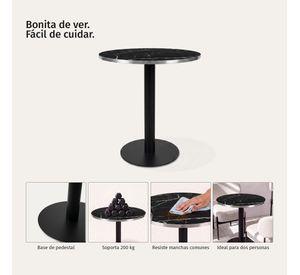 Mesa Redonda Comedor Café Bar Madera Metal 75cm Oslo Negra