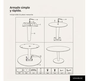 Mesa Redonda Comedor Café Bar Madera Metal 75cm Oslo Negra