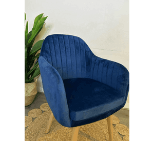 Sitial Poltrona de Terciopelo con Pata de Madera para Living Comedor Diamond
