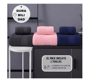 Set 2 toalla baño+mano 100% algodón alta absorción