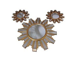 Set de Espejos Decorativos  forma de Rayos de Sol  Color Dorado 3 Piezas