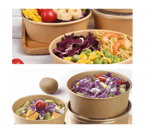 Bowl envase recipiente kraft con tapa pet 1300ml 30u