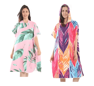 Set 2 toalla de baño mujer con capucha secado rápido estampa
