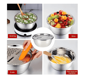 Set 1 bowls 2 coladores acero inoxidable