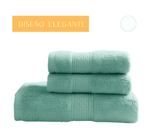 Pack de 2 toallas de baño cuerpo y mano 100% algodon Verde