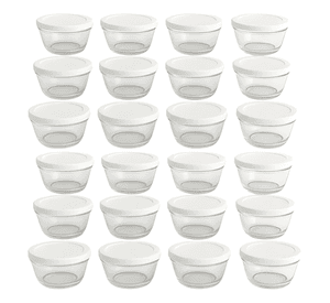 Set 24 bowls tazon recipiente redondo de vidrio con tapa