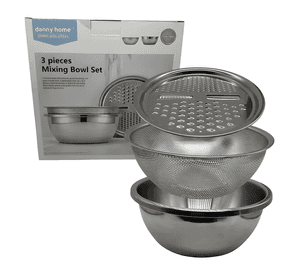 Set de 3 piezas para cocina premium: bowl, colado y rallado