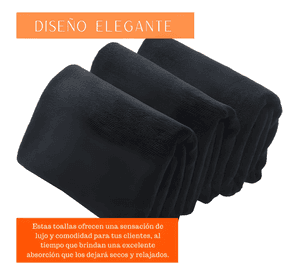 Pack 6 toalla peluqueria hotel barberia spa gym 50x100 Negra
