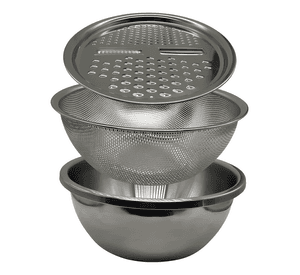Set de 3 piezas para cocina premium: bowl, colado y rallado