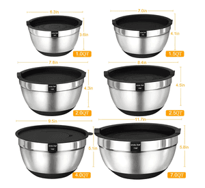 Juego de bowls con tapa acero inoxidable antideslizante #3