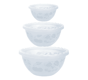 Set 3 recipiente de ensalada bowl redondo plastico multiuso