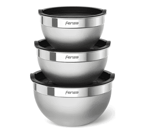 Bowls acero inoxidable 3 unidades tapa de plástico Gris