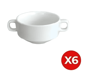 6 tazas consomé + 6 platillos cerámica porcelana- 280ml 45