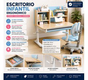 Escritorio infantil ergonómico altura ajustable + tablero inclinable +Silla