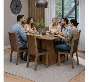 JUEGO COMEDOR ANGELO LUZ 6 SILLAS CAFE