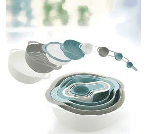 Juego de 8 tazones anidados con tazas medidoras multifuncion