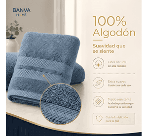 Juego 4 toalla bano algodon manos toallon cuerpo sky 400gr