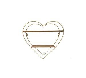 Estante Flotante Corazón Repisa Organizador Pared Dorado
