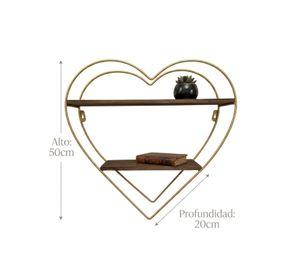Estante Flotante Corazón Repisa Organizador Pared Dorado