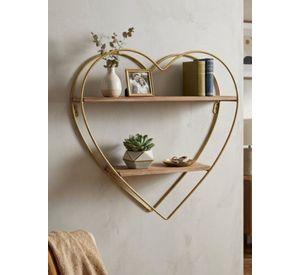 Estante Flotante Corazón Repisa Organizador Pared Dorado