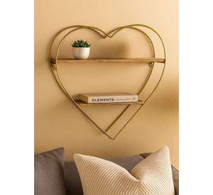 Estante Flotante Corazón Repisa Organizador Pared Dorado