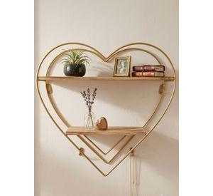 Estante Flotante Corazón Repisa Organizador Pared Dorado
