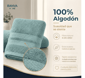 Juego 4 toalla bano algodon manos toallon cuerpo 400gr Menta