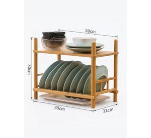 Escurridor De Platos Bambú 2 Niveles Organizador Cocina
