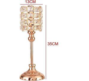 Candelabro de Hierro Dorado y Cristal para Centro de Mesa (35 x 13 cm)