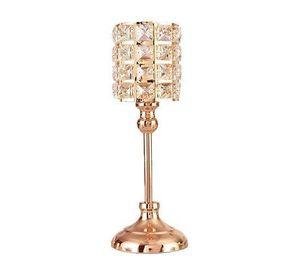 Candelabro de Hierro Dorado y Cristal para Centro de Mesa (35 x 13 cm)