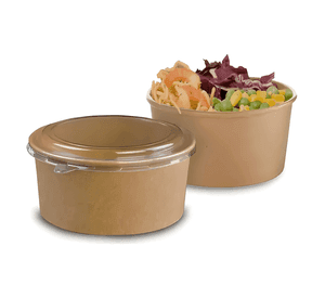 30 bowl envase recipiente kraft envase tapa pet 1300ml