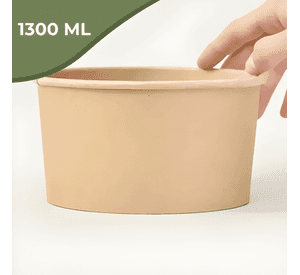 30 bowl envase recipiente kraft envase tapa pet 1300ml