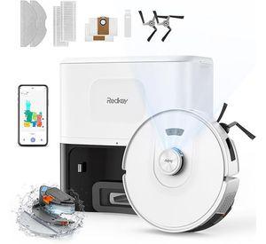 Redkey D8 Robot Aspirador y Fregasuelos 200mins 20000Pa Aspirador Robot con Base 4L Auto Vaciado