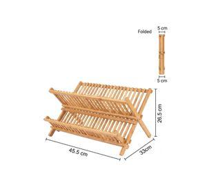 Escurridor De Platos Plegable De Bambú Madera