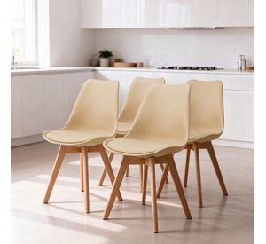 Pack 4 Sillas Eames Tulip Acolchadas Beige