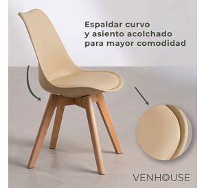 Pack 4 Sillas Eames Tulip Acolchadas Beige