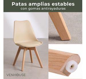 Pack 4 Sillas Eames Tulip Acolchadas Beige